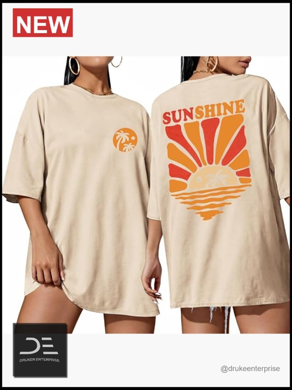Oversized Crewneck T-Shirt Summer Graphic Tee Short Sleeve Loose Fit Basic Top